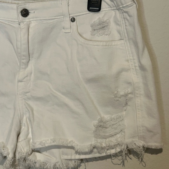 Aerie Relaxed Stretch White Distressed Crop Shorts - Size Large - Picture 3 of 5